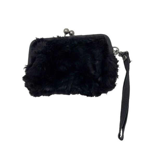 Simply Vera Wang wristlet bag black faux fur BoxU - Picture 1 of 4